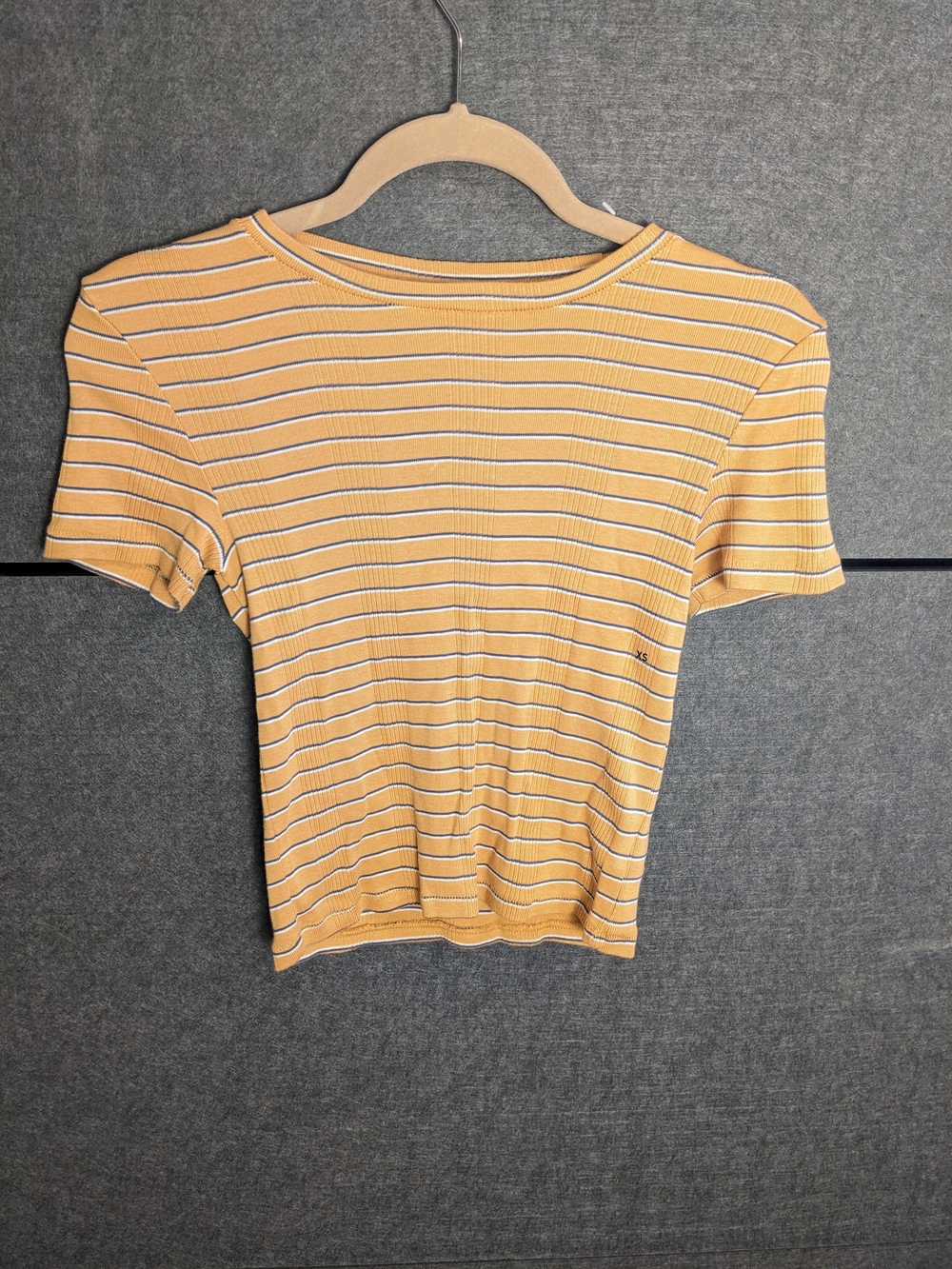 American Eagle Outfitters Yellow and White Striped Crop Tee
